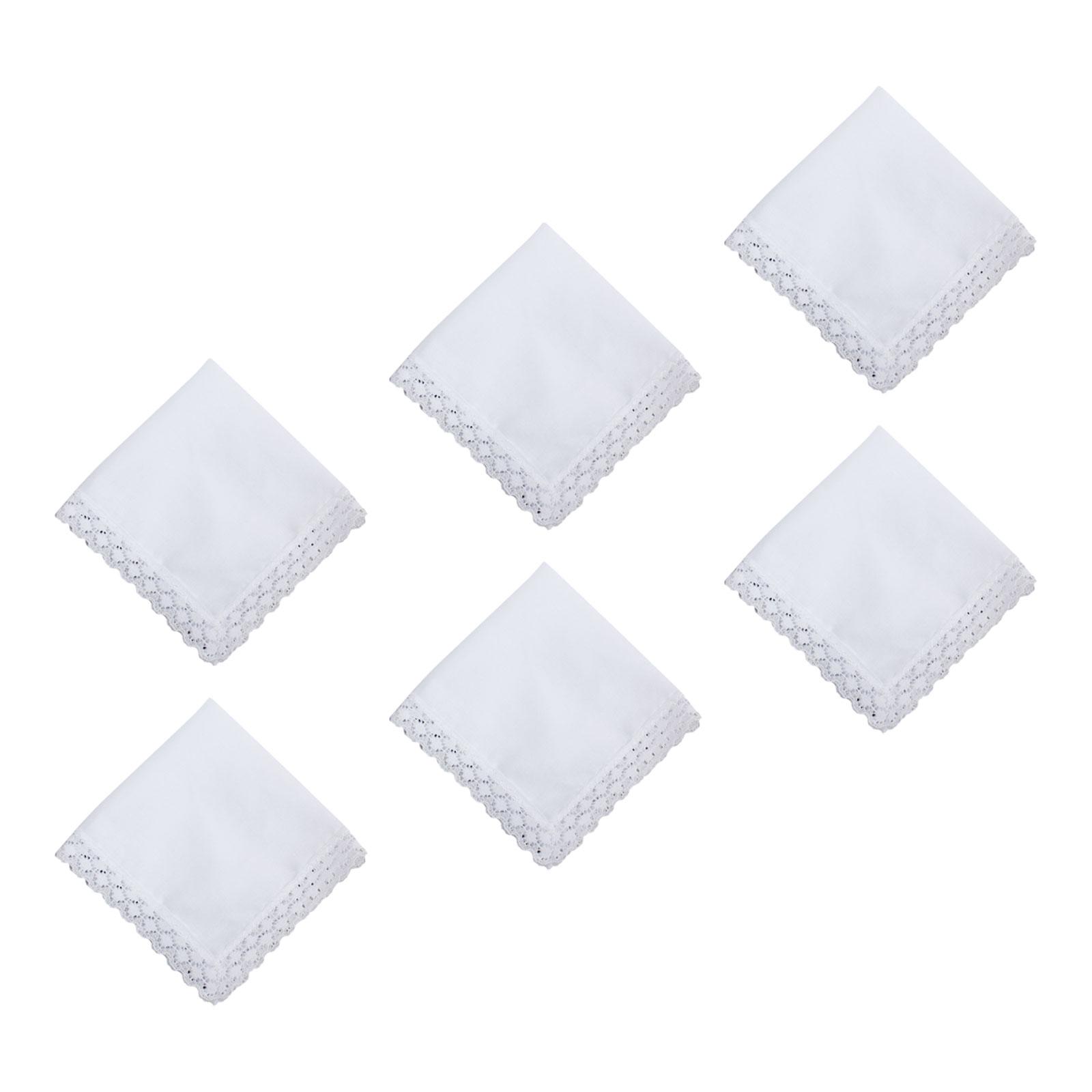 Handkerchief Cotton Men - 6x Czysto Białe Koronkowe Chusteczki Ślubne