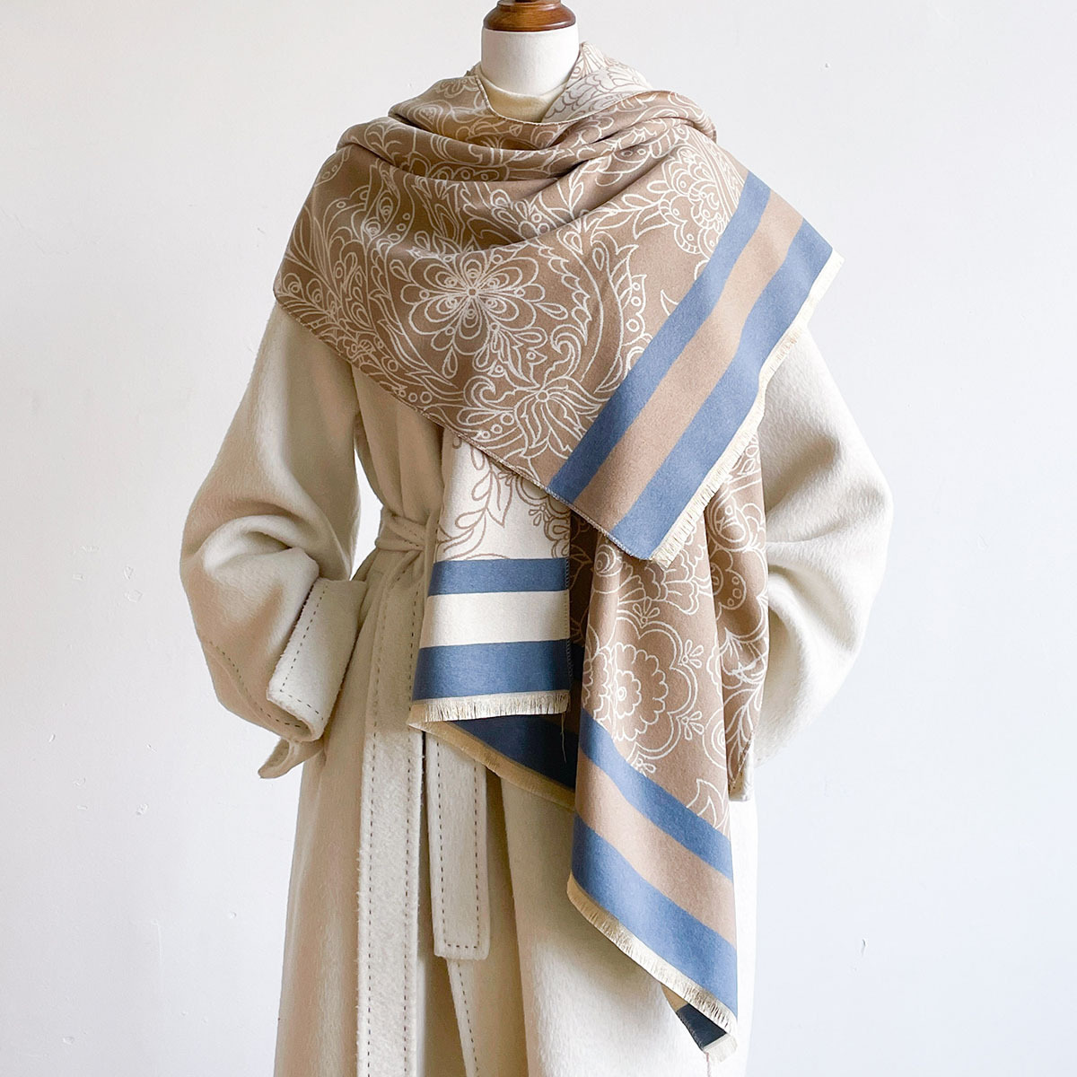 Pashmina Wrap Large - Ciepły szal damski z imitacji kaszmiru