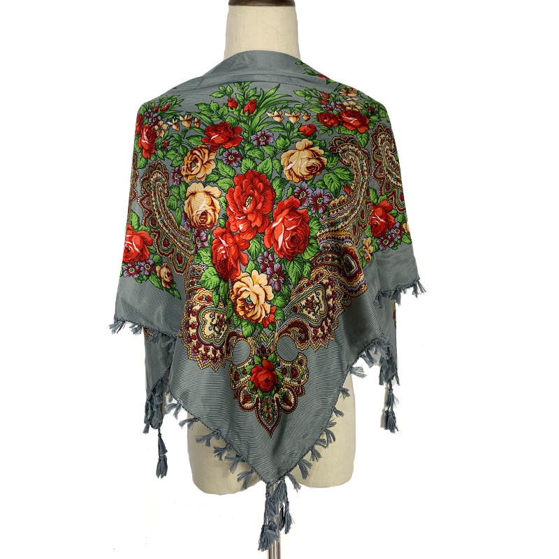 Bandana Cotton - 90*90cm kobiety rosyjski kwiatowy kwadratowy szalik