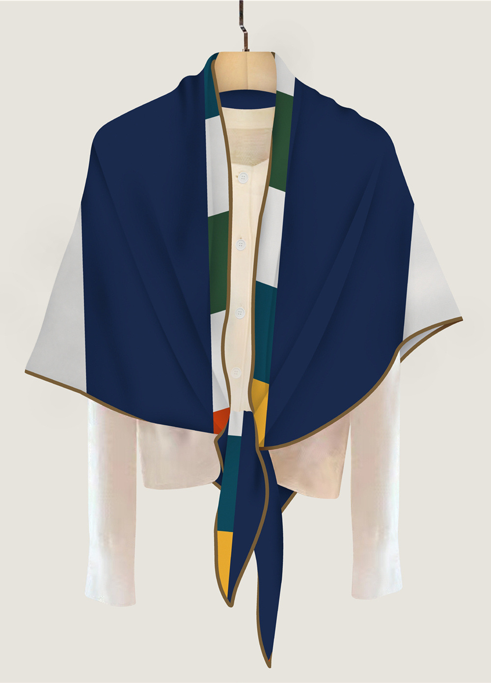 Pashmina Wrap Large - Trójkątny kaszmirowy jedwabny szalik damskie szale