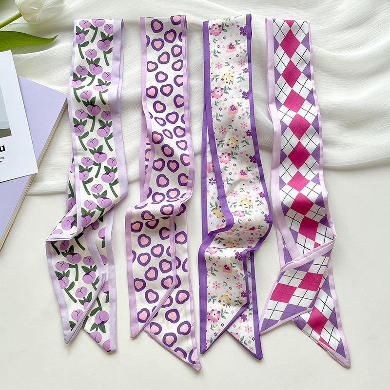 Silk Neck Scarf - Nowa Luksusowa Wąska Krótka Damska Jedwabna