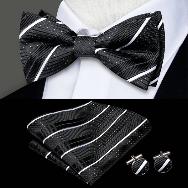 Męska mucha, poszetka, spinki  – Silk Tie Striped recenzja i cena